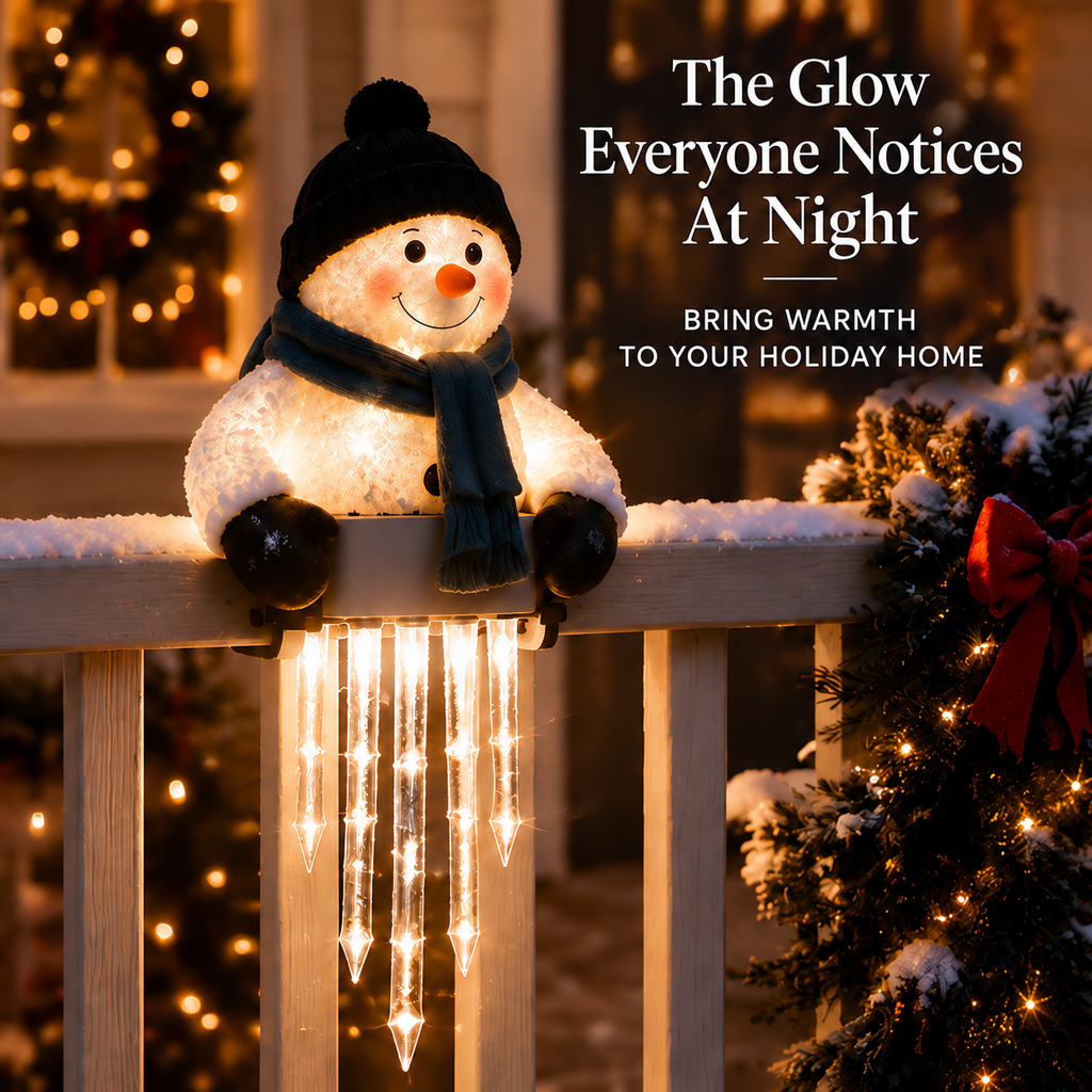 ⛄ WinterGlow Snowman Icicle Lights – Magical Christmas Window & Home Decor