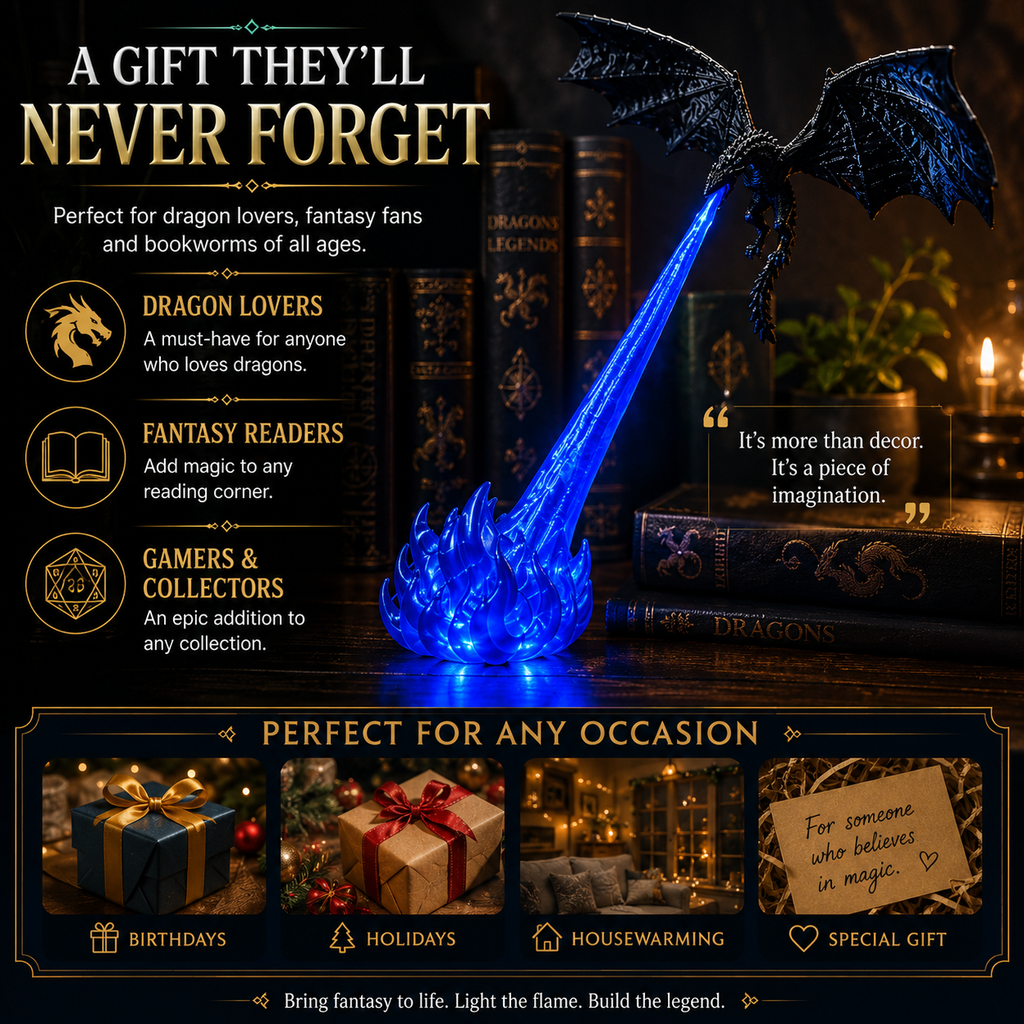 🐉 3D Dragon LED Book Nook Light 🔥 Magical Fantasy Shelf Decor