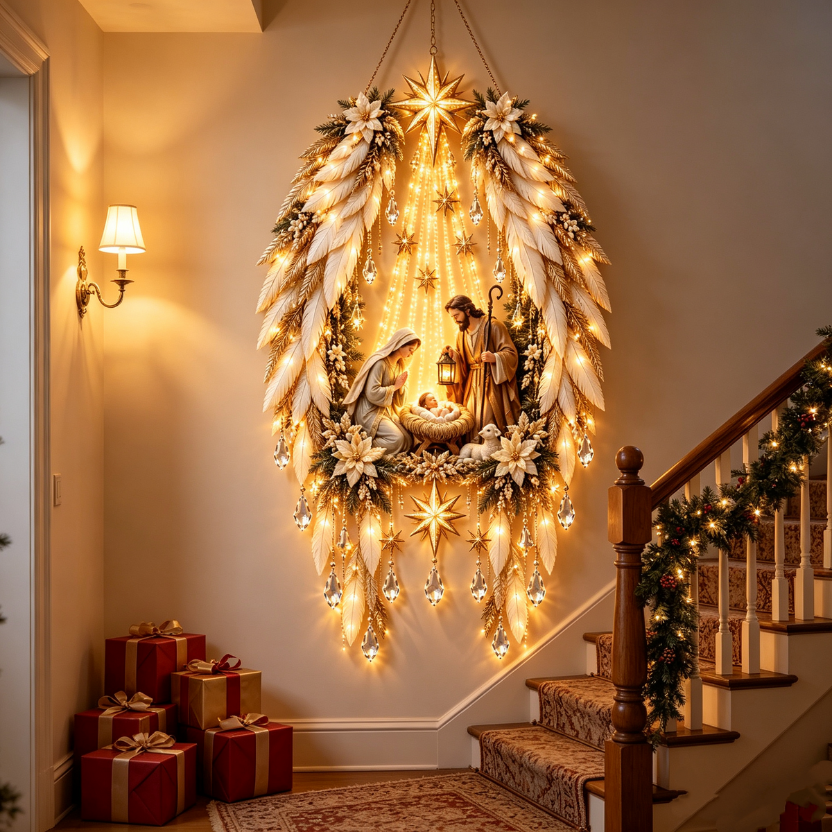✨👼 Heavenly Angel Wings Nativity Light✨ – Lighted Christmas Wall Decor  ✈️