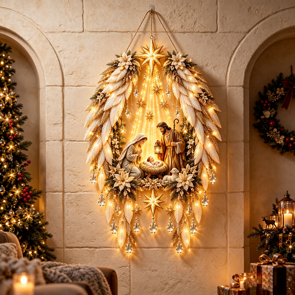 ✨👼 Heavenly Angel Wings Nativity Light✨ – Lighted Christmas Wall Decor  ✈️