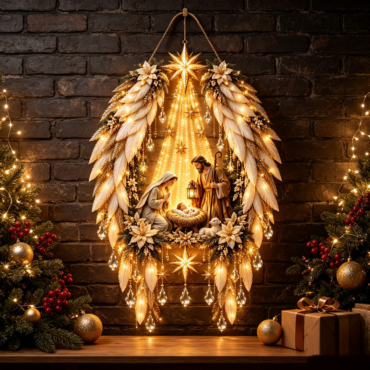 ✨👼 Heavenly Angel Wings Nativity Light✨ – Lighted Christmas Wall Decor  ✈️