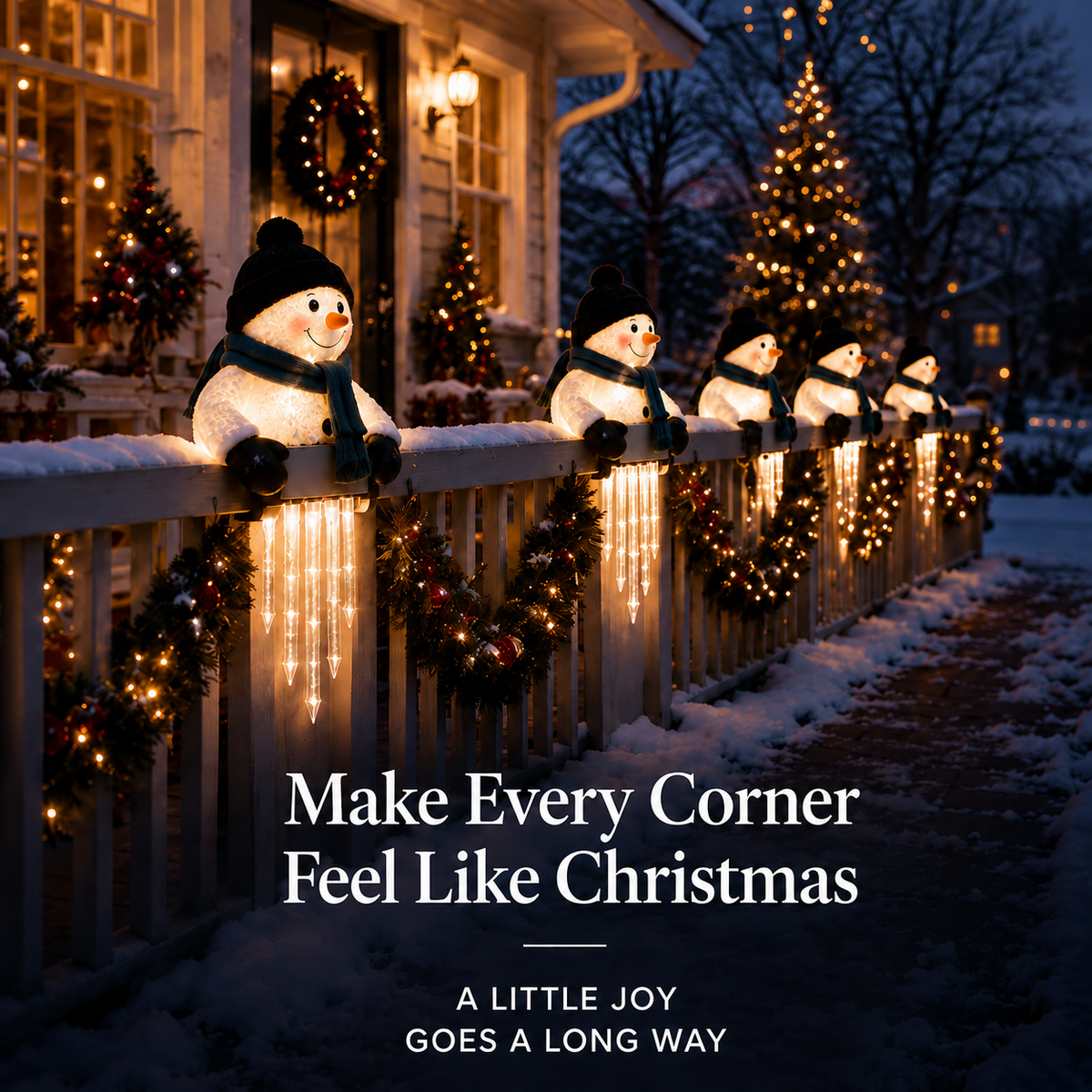 ⛄ WinterGlow Snowman Icicle Lights – Magical Christmas Window & Home Decor