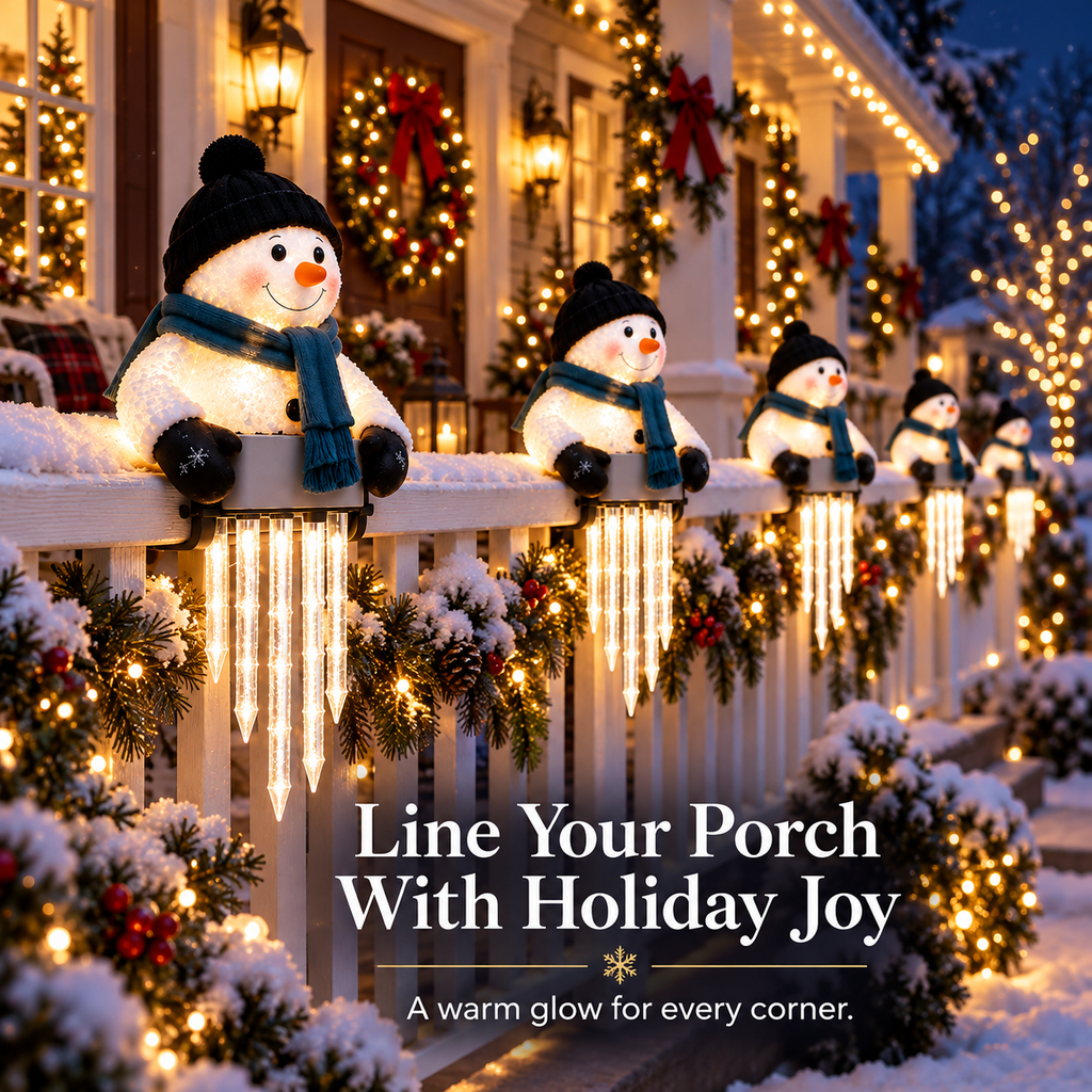 ⛄ WinterGlow Snowman Icicle Lights – Magical Christmas Window & Home Decor