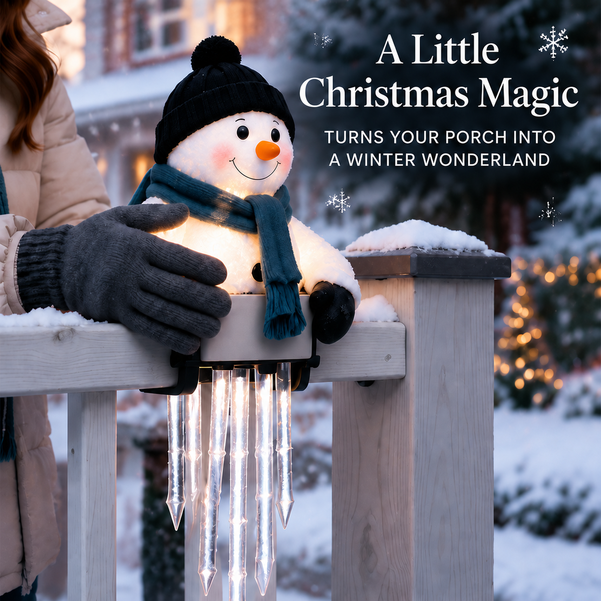 ⛄ WinterGlow Snowman Icicle Lights – Magical Christmas Window & Home Decor