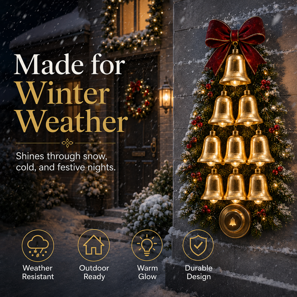 🔔 Christmas Bell Cascade Doorbell– Light-Up Holiday Chime Door Decor 🎄