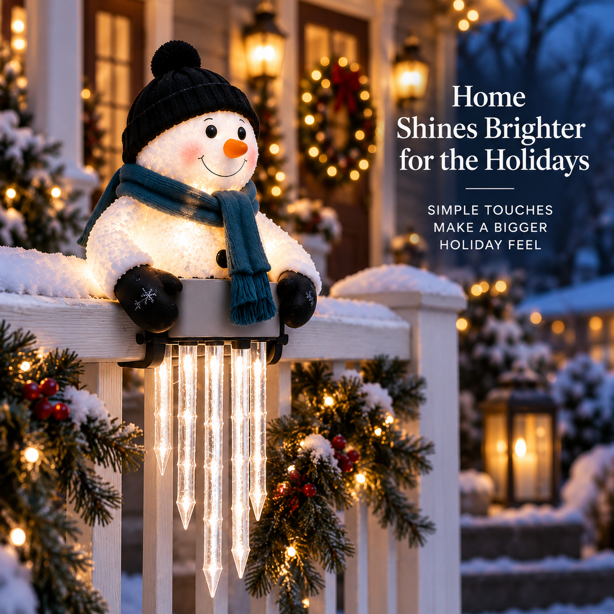 ⛄ WinterGlow Snowman Icicle Lights – Magical Christmas Window & Home Decor